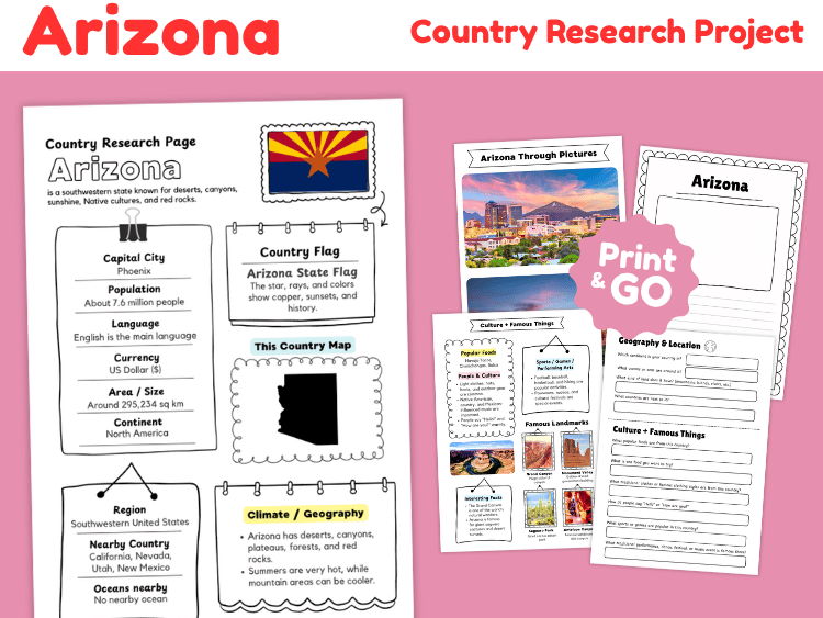 Arizona State Research Project | Geography & Culture Worksheets