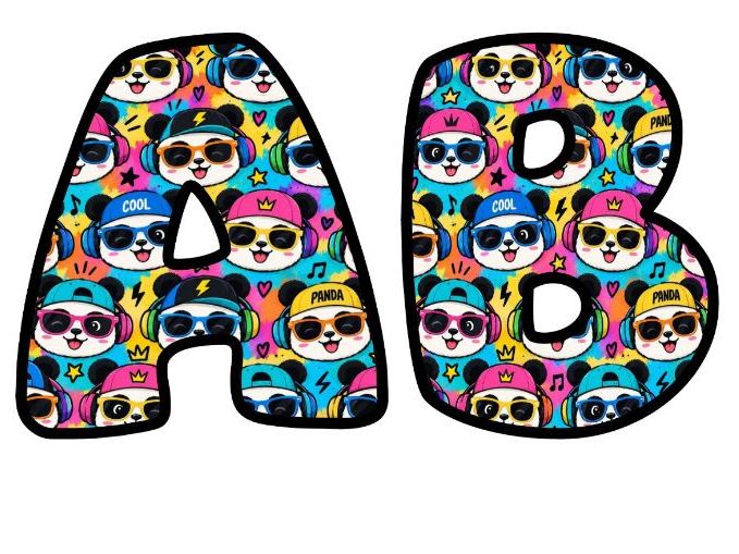 Cool Pandas in Sunglasses Bubble Letters | Patterned Bulletin Board Letters | Classroom Display Pack
