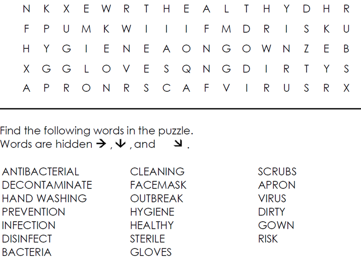 NHS Hygiene Wordsearch