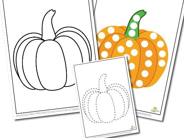 Pumpkin Activity Set with Coloring, Templates, Tracing, and Dot-to-Dot Pages for Preschool