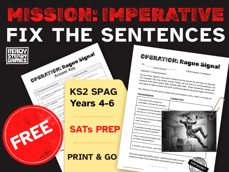 FREE KS2 Grammar Worksheet – Spy Mission Sentence Fixer | Year 5–6 SPAG Activity