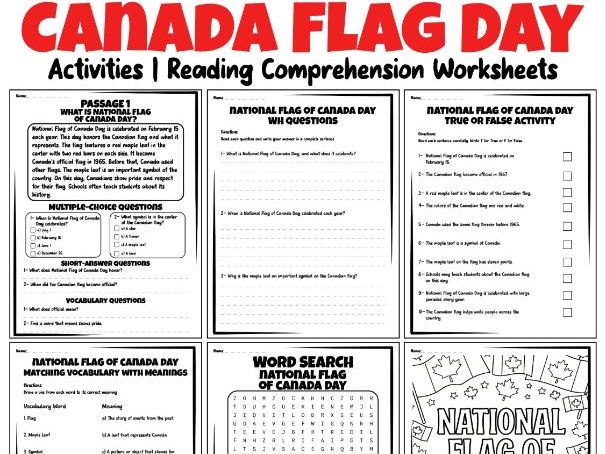 National Flag of Canada Day Activities | Reading Comprehension Worksheets