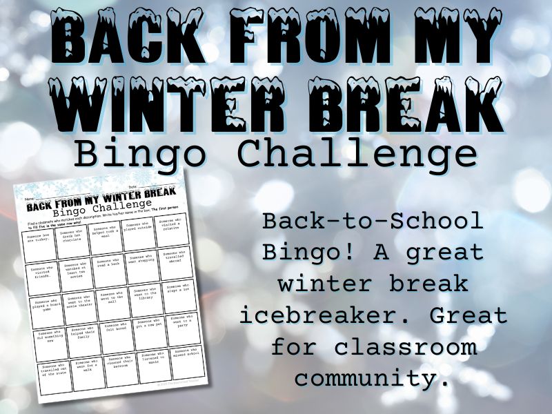 Back from Winter Break Bingo