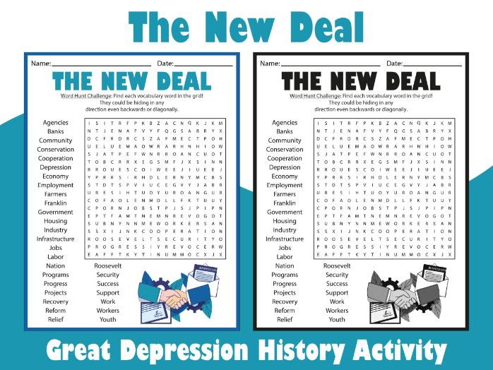 The New Deal Word Search Puzzle | Great Depression History Activity