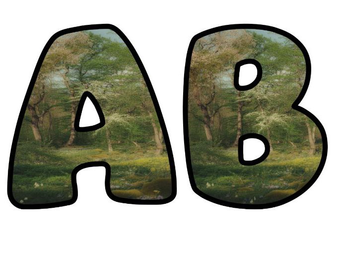 Woods Woodland Trees Spring Alphabet Lettering Set | Classroom Display | Upper & Lowercase, 0-9