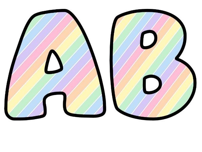 Pastel Diagonal Stripes Bubble Letters | Striped Bulletin Board Letters | Classroom Display Pack
