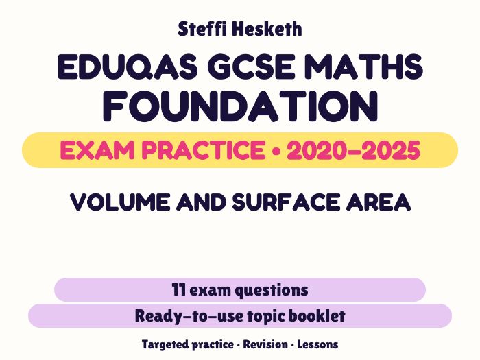 Eduqas GCSE Maths Foundation: Volume and surface area Exam Questions | 2020-2025