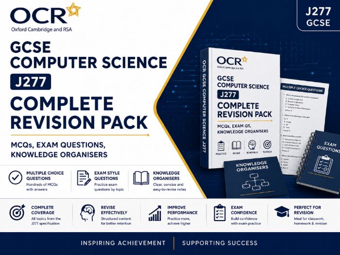 OCR GCSE Computer Science J277 Complete Revision Pack | MCQs, Exam Qs, Knowledge Organisers