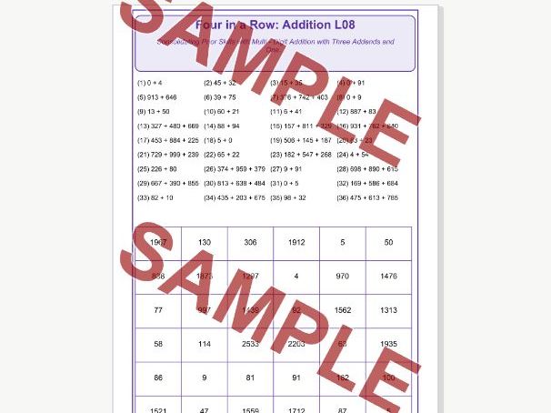 Addition L08 Four in a Row | Multi Digit