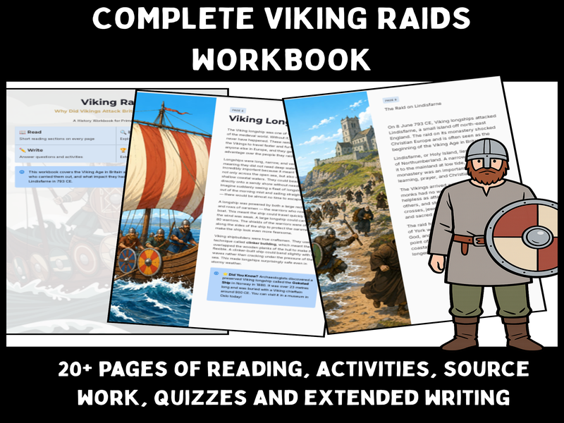 Viking Raids & Lindisfarne Workbook for KS2 History