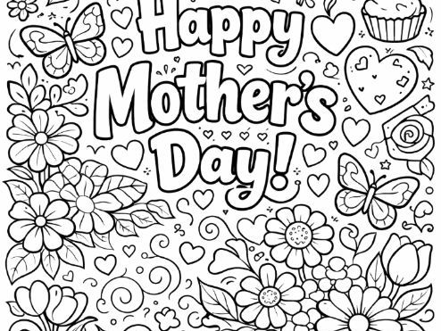 Happy Mother's Day Colouring Doodle Page
