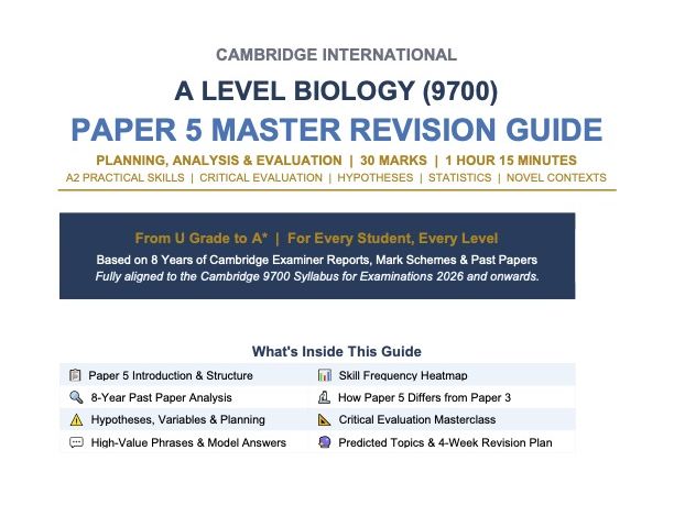 CIE A level Biology Paper 5 Master Revision Guide I Full Analysis of Past Paper 5 from 2018 - 2025
