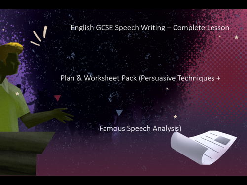 GCSE English Speech Writing – Complete Lesson Plan & Worksheet (Persuasive Techniques + Famous
