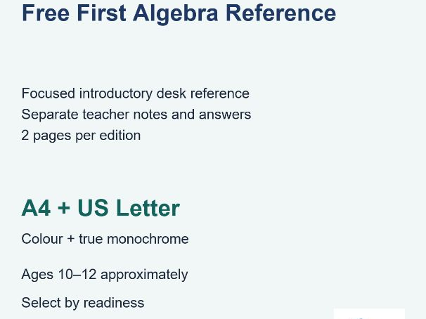 FREE First Algebra Reference | Expressions and Equations