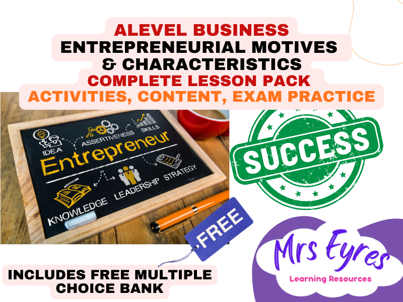 A Level Business 1.5.2 Entrepreneurial Motives and Characteristics | Complete Lesson Pack