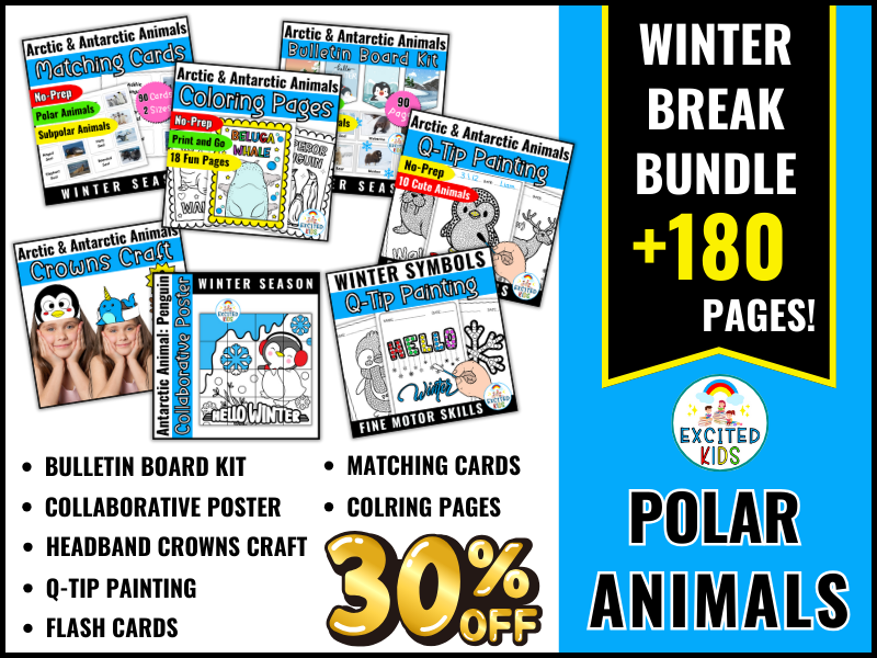 Polar Animals Craft Activity Big Bundle | Winter Break Packet Kindergarten - 2nd