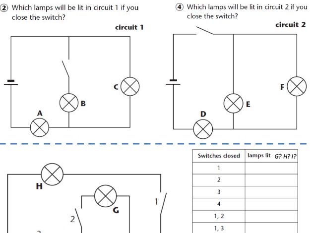 Switch On! - electrical circuit switch puzzles worksheet