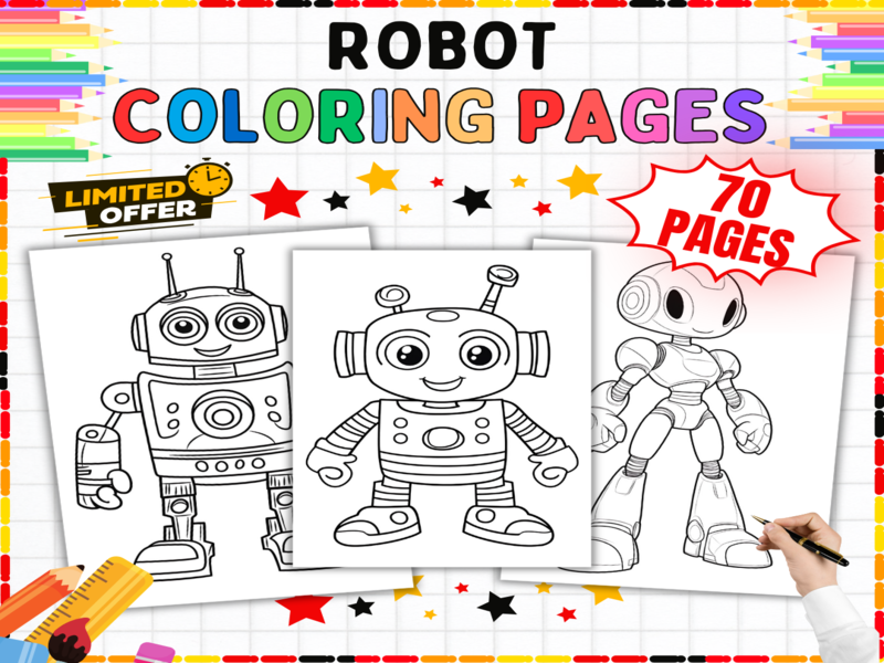 Robot Coloring Pages | Computing Activity Sheets | Technology Colouring Book | STEM Art