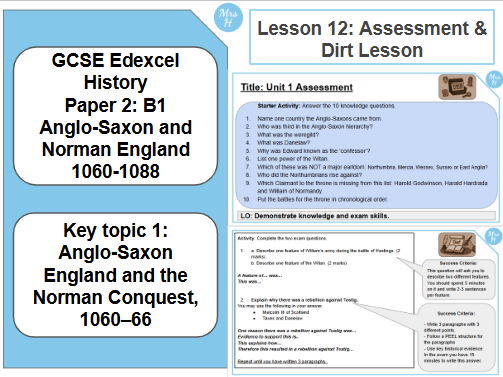 Unit 1 Assessment & DIRT. Lesson 12 - GCSE History Edexcel Paper 2 - Normans (B1)