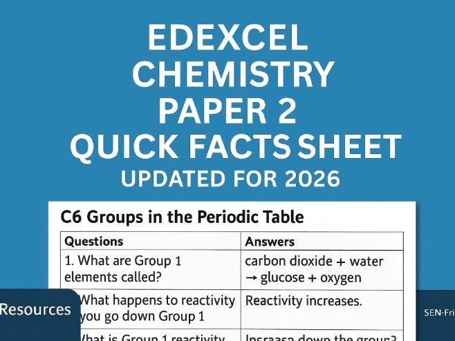 Edexcel GCSE Chemistry Paper 2 (2026) – Quick Facts Revision Sheet (Combined Science)