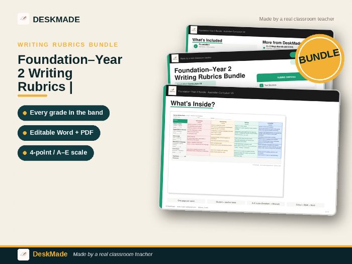Foundation–Year 2 Writing Rubrics | Australian Curriculum V9 | A–E Scale
