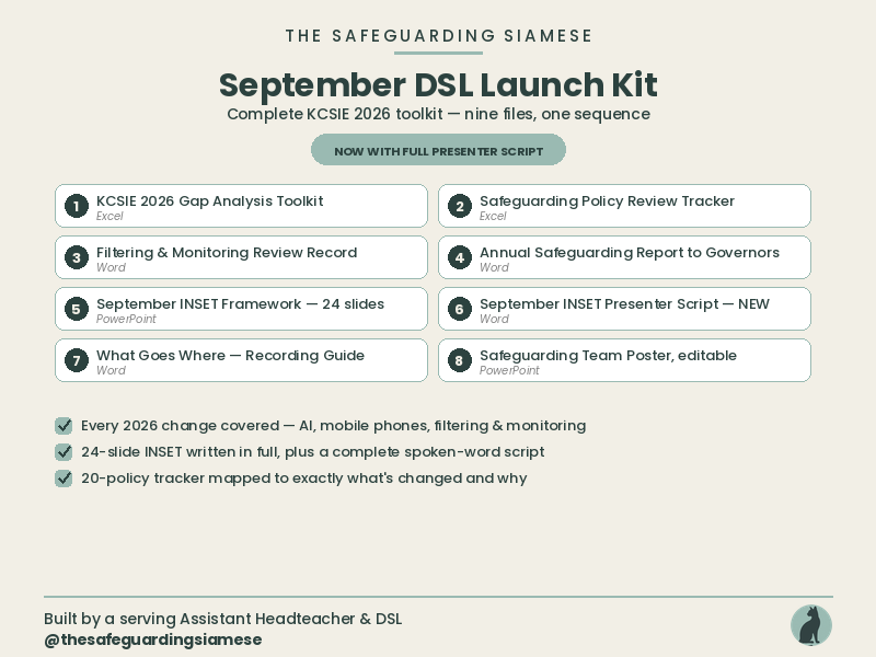 September DSL Launch Kit  Complete KCSIE 2026 Toolkit - Gap Analysis, INSET (with Script) & more