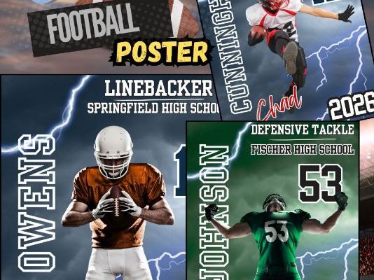 Editable Football Poster Template | Canva Sports Background for Senior Portraits | Printable PDF