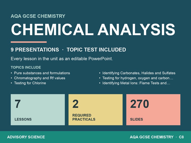 AQA GCSE Chemistry C8 Chemical Analysis | 9 Lesson Presentations and Topic Test