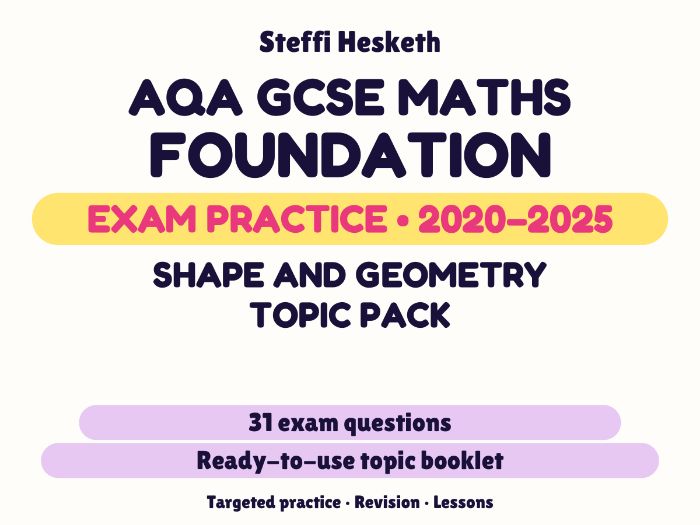 AQA GCSE Maths Foundation: Shape and geometry topic pack Exam Questions | 2020-2025