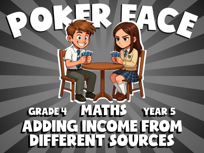 Adding Income from Different Sources POKER FACE Maths Game | No-Prep Year 5 Review Activity