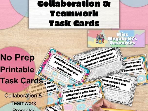 Learning Strategies 3.0: Collaboration & Teamwork Task Cards - No Prep Printable | MS & HS Task Card