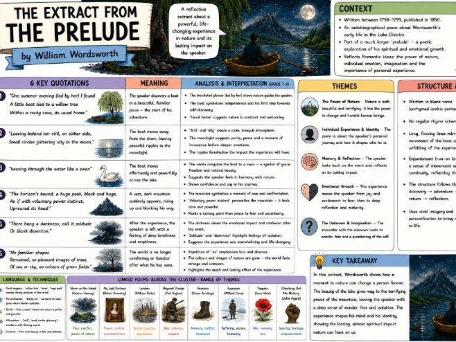 GCSE Power and Conflict Poetry Knowledge Organiser – Extract from The Prelude