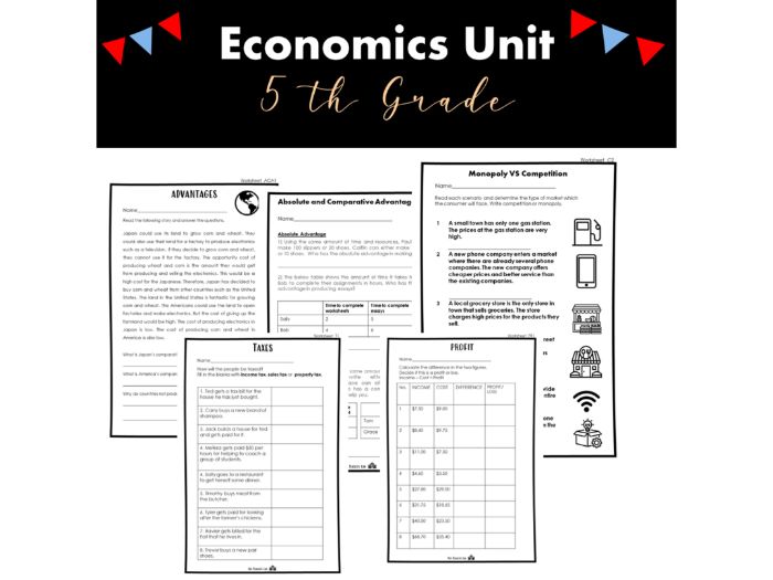 Economics Worksheets 5th Grade Monopoly and Competition, Profit, Circular Flow