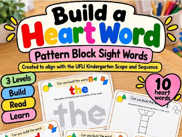 Build a Heart Word: Pattern Block Sight Words | UFLI-Aligned