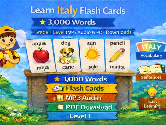 Italian Flash Cards, 3,000 Words (Audio, PDF)