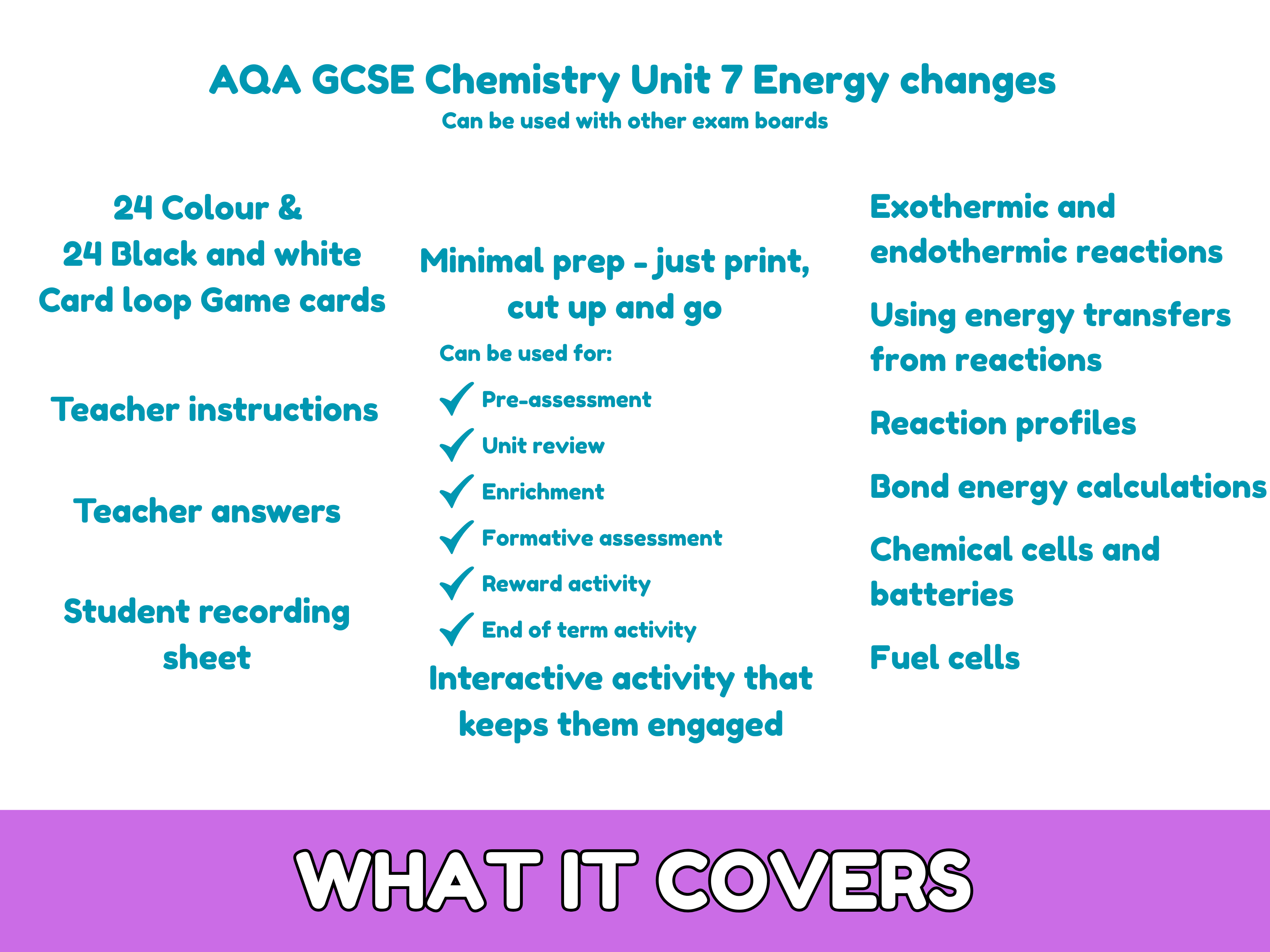 Energy changes Card loop revision game | AQA GCSE Chemistry Unit 7 ...