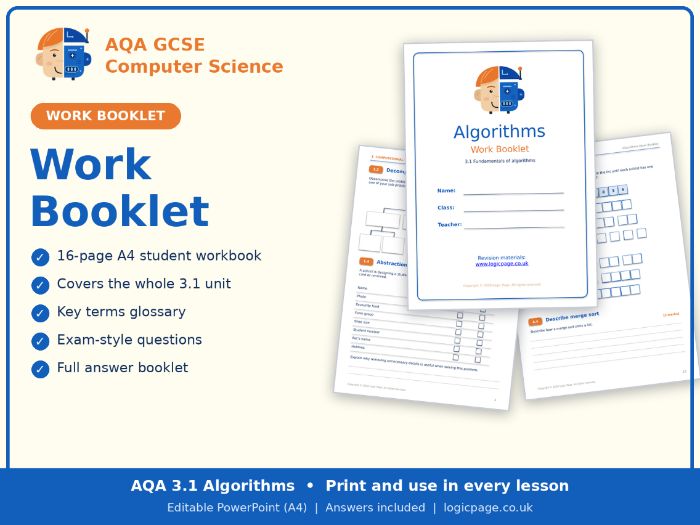 AQA GCSE Computer Science 3.1 Algorithms Work Booklet