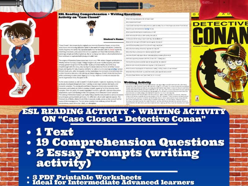 ESL Reading Comprehension + Essay - Detective Conan - Japanese Manga and Anime