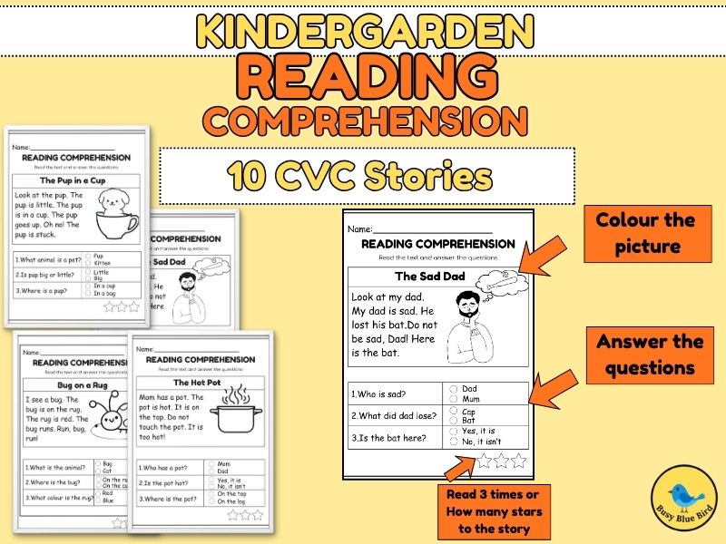 Short Vowel CVC Story: Reading Comprehension