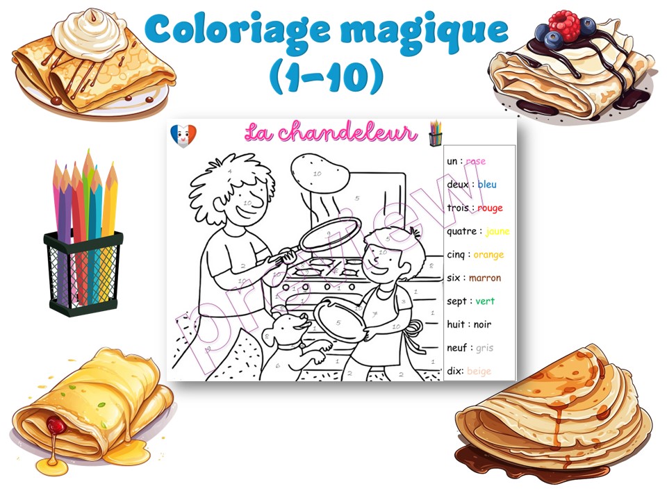 La chandeleur | Pancake day | Crepes | Coloriage magique | Colour by number