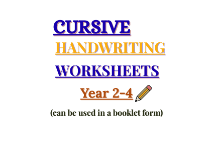 Cursive Handwriting Worksheet/ Booklet (Tracing a-z Letters) / Editable and Printable/ Year 2-4