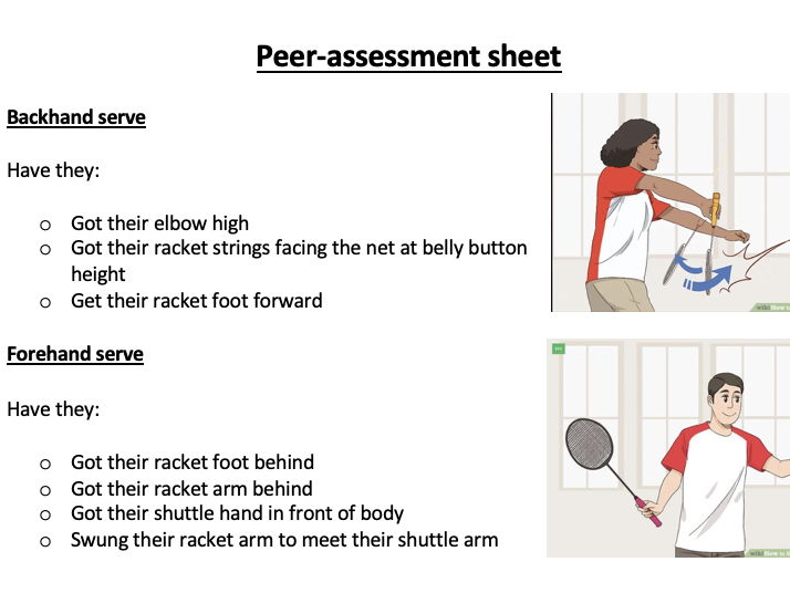 Badminton Serve Peer Assessment