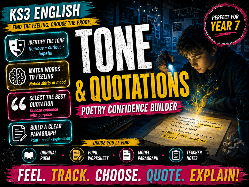 KS3 Poetry - Year 7 - Tone and Quotations