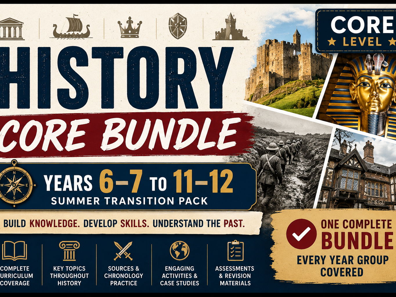 History Summer Transition Core Bundle | Years 6–7 to 11–12 | Complete KS2–KS5 Preparation Pack