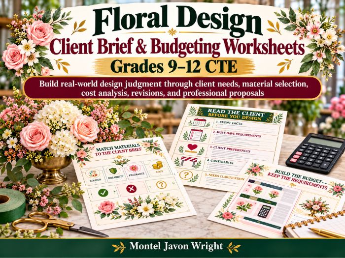 Floral Design Worksheets Grades 9–12 | Client Briefs, Budgeting & CTE Activities