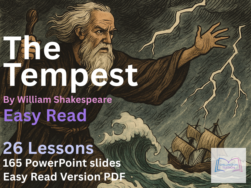 The Tempest by Shakespeare: Complete 26-Lesson Scheme of Work with Easy Read PDF and Assessment