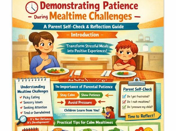 Demonstrating Patience During Mealtime Challenges | Parent Reflection Guide