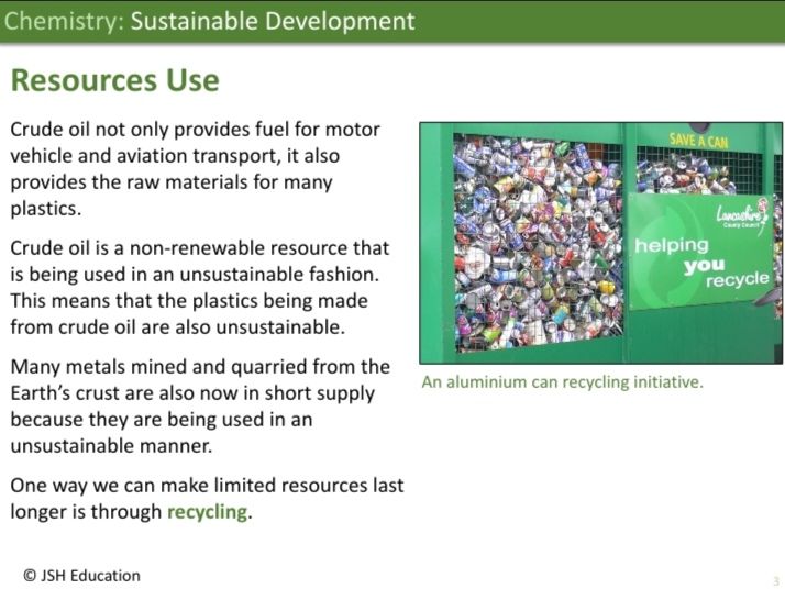 KS3 Chemistry: Sustainable Development