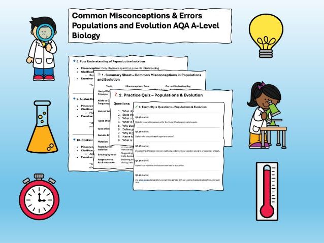 AQA A Level Biology Revision Misconceptions & Practice Populations and Evolution Chapter 18