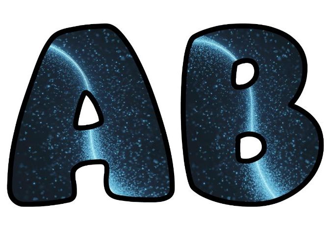 Blue Stars Galaxy Space Classroom Display | Lettering Set | Whole Alphabet A-Z and 0-9